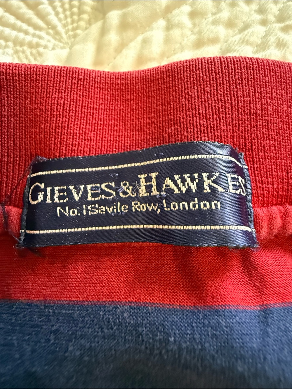 Gieves & Hawkes Red and Navy Stripe Polo Shirt